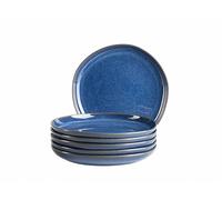 MÄSER Serie Cordelia - Juego de platos de postre para 6 personas de gres de alta calidad, vajilla de 6 piezas, formas irregulares, gres, azul real
