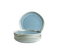 MÄSER Serie Cordelia - Juego de platos de postre para 6 personas de gres de alta calidad, vajilla de 6 piezas, formas irregulares, gres, color verde