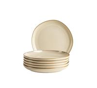 MÄSER Serie Cordelia - Juego de platos de postre para 6 personas de gres de alta calidad, vajilla de 6 piezas, formas irregulares, gres, arena