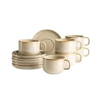 MÄSER Serie Cordelia - Juego de tazas de café para 6 personas en gres de alta calidad, juego de café de 12 piezas de 6 tazas y 6 platillos; gres, arena