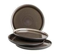 MÄSER Serie Niara - Juego de platos de postre modernos para 4 personas con aspecto vintage emocionante, platos pequeños de cerámica, gres, gris y negro