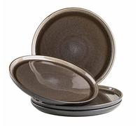MÄSER Serie Niara - Juego de platos modernos para 4 personas con un aspecto vintage emocionante, platos grandes y planos de cerámica, gres, gris/negro
