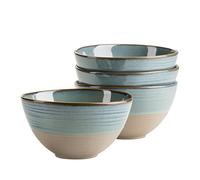 MÄSER Serie Nottingham, juego de 4 cuencos para cereales con filigrana y esmalte elegante, 4 cuencos de cerámica en moderno aspecto vintage, gres, color verde turquesa