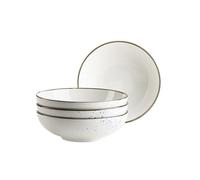 MÄSER Serie Pintar - Juego de 4 cuencos de alta calidad con 22 cm de diámetro, con esmalte claro, motas visuales azules y borde fino en aspecto vintage hecho a mano, porcelana