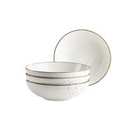 MÄSER Serie Pintar - Juego de 4 cuencos de alta calidad con 22 cm de diámetro, con esmalte claro, motas visuales marrones y borde fino en aspecto vintage hecho a mano, porcelana