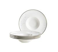 MÄSER Serie Pintar - Juego de platos gourmet de alta calidad, 4 piezas con 26 cm de diámetro, borde ancho, con esmalte claro, motas visuales azules y borde fino de aspecto vintage, porcelana