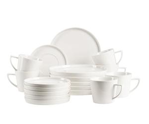 MÄSER, Serie Sita - Juego de platos para 6 personas (porcelana blanca), color blanco