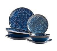 MÄSER Tiles 935078 - Juego de vajilla para 2 personas, diseño morisco, 8 piezas, platos y cuencos de cerámica de alta calidad, gres, color azul