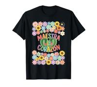 Maestra con Corazón Cactus Floral Teacher Camiseta