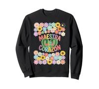 Maestra con Corazón Cactus Floral Teacher Sudadera