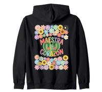 Maestra con Corazón Cactus Floral Teacher Sudadera con Capucha