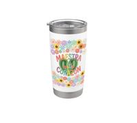 Maestra con Corazón Cactus Floral Teacher Vaso térmico de acero inoxidable de doble pared