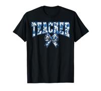 Maestra Coqueta Toile Azul Lazo Floral Primera Vuelta al Camiseta