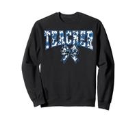 Maestra Coqueta Toile Azul Lazo Floral Primera Vuelta al Sudadera