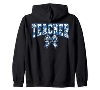Maestra Coqueta Toile Azul Lazo Floral Primera Vuelta al Sudadera con Capucha