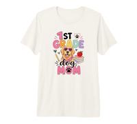 Maestra de Primer Grado Perro Mamá Primer Día de Escuela Camiseta Premium