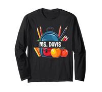 Maestra de Regreso a Clases con Nombre Personalizado de Ms. Davis Manga Larga