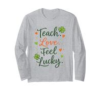 Maestra del Día de San Patricio Enseña afortunada. Amor. Siéntete Afortunado. Manga Larga