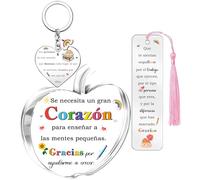 Maestra Regalos Día del Maestro Aprecia Señales en Forma de Manzana Marcapáginas Llavero Set de 3 Piezas Día del Profesora Cumpleaños Navidad Llaveros Acrílicos Placa Mujeres Jubilación Recuerdos