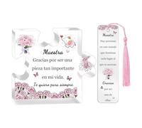Maestras Regalos Día del Maestro Estudiantes Forma Rompecabezas Marcadores Juego de 2 Piezas Graduación Cumpleaños Placas Acrílicas Decoraciones Navidad Mujeres Día de Madre Claveles Gracias Recuerdos