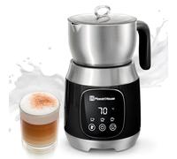 Maestri House Espumador de Leche Eléctrico 12 en 1 600 ml Apto Para Lavavajillas, de Acero Inoxidable, con Temperatura Variable y Espuma, Función de Almacenamiento para Capuchino, Chocolate Caliente
