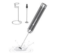 Maestri House Espumador de Leche Electrico con Control de Velocidad Continuo, Batidor de Acero Inoxidable Desmontable Impermeable,Mezclador de Bebidas Chocolate Caliente de Latte, Capuchino (Gris)