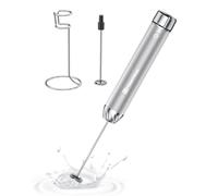 Maestri House Espumador de Leche Electrico con Control de Velocidad Continuo, Batidor de Acero Inoxidable Desmontable Impermeable,Mezclador de Bebidas Chocolate Caliente de Latte, Capuchino (Plata)