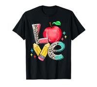 Maestro Apple Love Pencil Leopard Regreso a la Escuela Camiseta