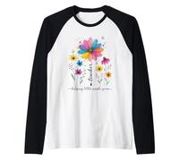 Maestro ayudando a pequeñas Mentes a Crecer diseño Floral Camiseta Manga Raglan