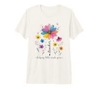 Maestro ayudando a pequeñas Mentes a Crecer diseño Floral Camiseta Premium