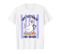 Maestro de Escuela de Tercer Grado Rayas de Ganso Tonto Camiseta gráfica económica, Hombre, Blanco, S