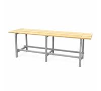 MAESTRO FERRETERO MF - Banco para Vestuario Desmontado en Caja BV2000M-C de 2000 mm con Estructura de Acero Gris y Asiento de Madera