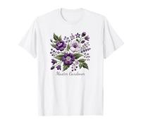 Maestro jardinero con flores moradas y blancas Camiseta