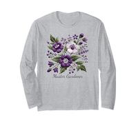 Maestro jardinero con flores moradas y blancas Manga Larga