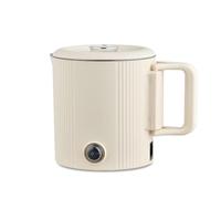 Maestro MR-009 Hervidor eléctrico de viaje y olla de viaje 2 en 1, 0,8 l, 600 W, asa plegable, doble pared de acero 304, interruptor 110 V/230 V (Beige)