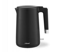 Maestro MR-026 Hervidor eléctrico 1.7 L 1800 W | paredes dobles | acero inoxidable | base giratoria de apagado automático (Negro)
