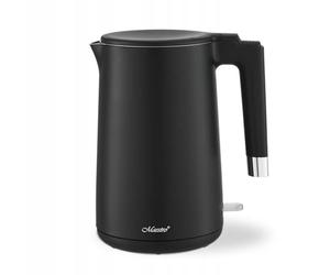 Maestro MR-026 Hervidor eléctrico 1.7 L 1800 W | paredes dobles | acero inoxidable | base giratoria de apagado automático (Negro)