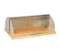 Maestro MR-1670S Panera de Mesa para Guardar Pan, Tapa Deslizante, Contenedor para Almacenamiento Pan y Bollería, Diseño Elegante, Acero Inoxidable, Madera, Acrílico, Bread Box