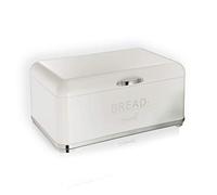 Maestro MR1677 Panera retro de acero, fiambrera con tapa y letras, gran fiambrera en diseño vintage para una organización elegante de la cocina (blanco/plateado)