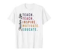 Maestro Vida Enseñar Inspirar Motivar Educar Camiseta gráfica económica, Hombre, Blanco, M