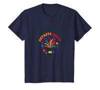 Maestros de Arte Creando Jóvenes Artistas Diarios Colorido Diversión Camiseta, Niños, Azul Marino, 12 años