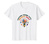 Maestros de Arte Creando Jóvenes Artistas Diarios Colorido Diversión Camiseta, Niños, Blanco, 10 años