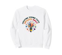 Maestros de Arte Creando Jóvenes Artistas Diarios Colorido Diversión Sudadera, Unisex para Adultos, Blanco, XXL