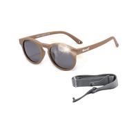 Maesy Gafas de Sol Niño 1-3 Años - Lentes Polarizadas UV400 Categoría 3 - Montura Flexible con Correa Ajustable - Diseño Redondo, Seguras y Cómodas - Bowi, Marrón