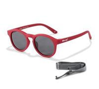 Maesy Gafas de Sol Niño 1-3 Años - Lentes Polarizadas UV400 Categoría 3 - Montura Flexible con Correa Ajustable - Diseño Redondo, Seguras y Cómodas - Bowi, Rojo