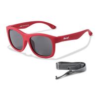 Maesy Gafas de Sol Niño 1-3 Años - Lentes Polarizadas UV400 Categoría 3 - Montura Flexible con Correa Ajustable - Diseño Cuadrado, Seguras y Cómodas - Luca, Rojo