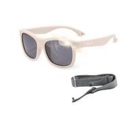 Maesy Gafas de Sol Niño 1-3 Años - Lentes Polarizadas UV400 Categoría 3 - Montura Flexible con Correa Ajustable - Diseño Cuadrado, Seguras y Cómodas - Luca, Beige Crudo