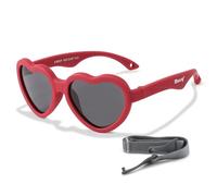 Maesy Gafas de sol para bebés de 0 a 2 años - Protección polarizada UV400 - Marco flexible y flexible - Banda elástica ajustable - Gafas de sol seguras y cómodas para bebés - Corazón - Maes, rojo