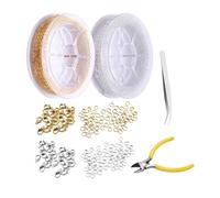 MAEXUS Juego De 2 Rollos De Cadena De Eslabones De 5 M Con Cierres De Langosta Y Anillos De Curvatura, Cadena De Extensión, Para Hacer Tú Mismo Cadenas En Oro Y Plata, 10 M, Hierro