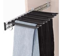 MAFAGE Pantalonero Extraible para Armario, Barra Extensible para Colgar Ropa para 9 Pantalones, Ahorro de espacio, Sin marcas, 46cm (Izquierda)